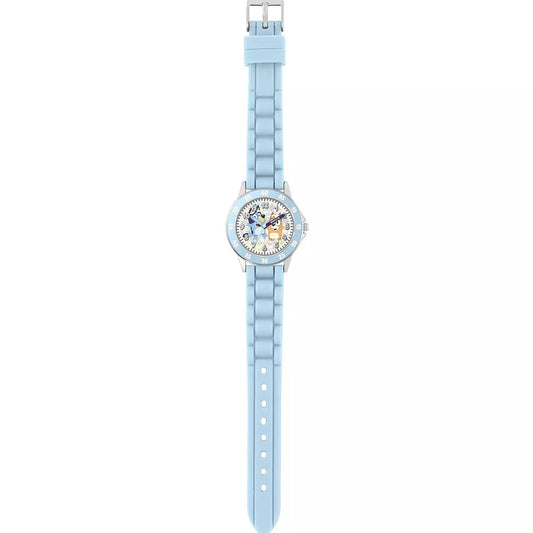 Bluey Time Teacher Watch with a silicone light blue strap