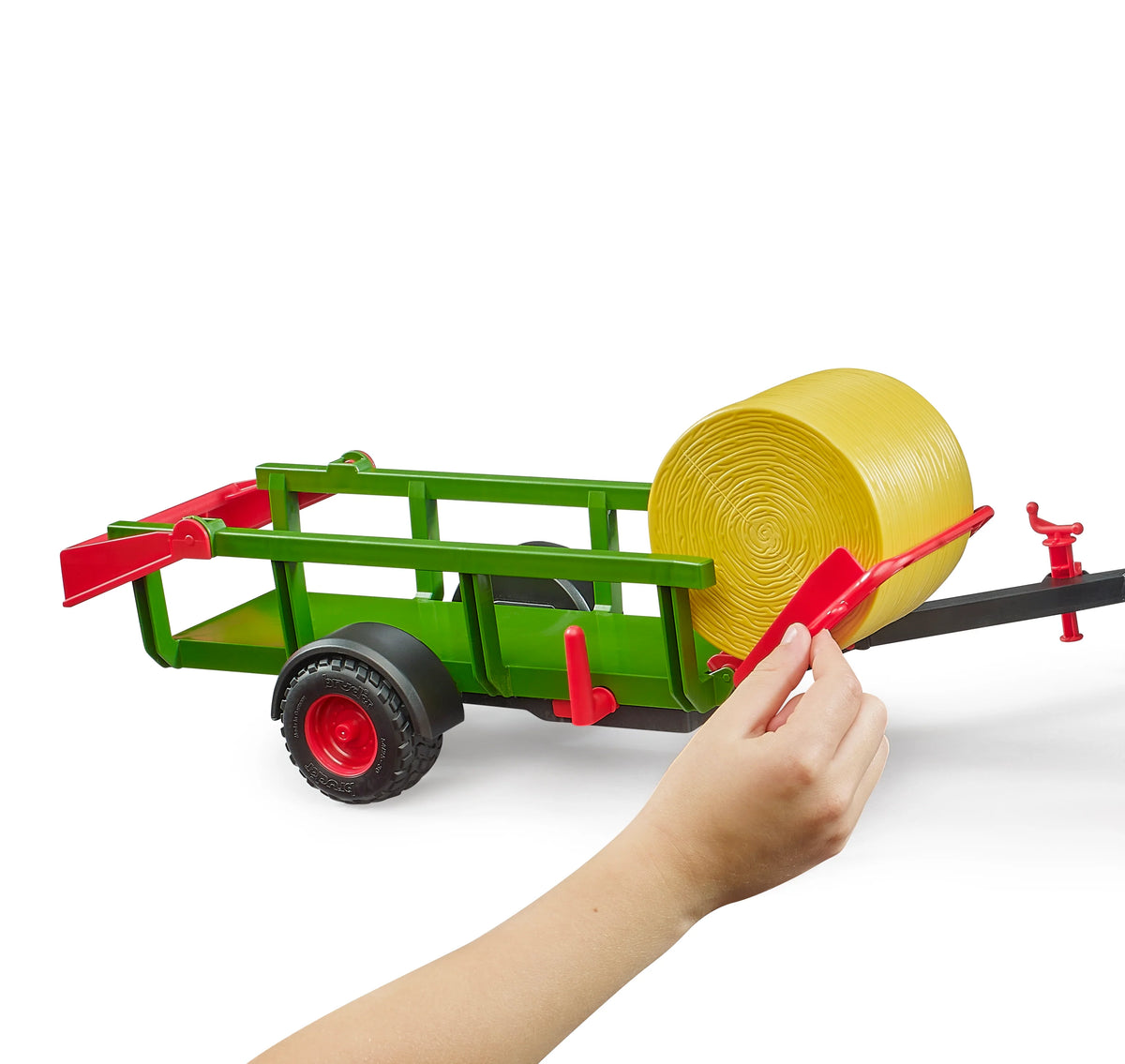Bruder Self Loading Bale Trailer with 3 Round Bales for your little farmer