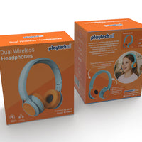 "Buddy" Dual Wireless Headphones picture of the front and reverse of box