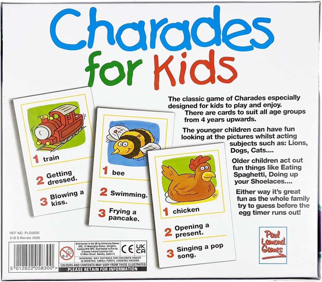 Charades for Kids reverse picture of the box