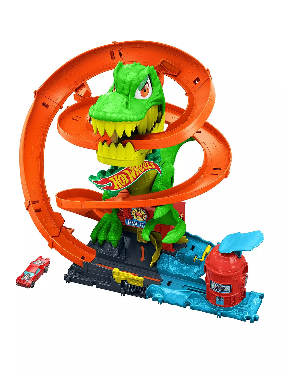 Action-packed Hot Wheels T Rex Blaze Battle playset featuring a dynamic TRex.
