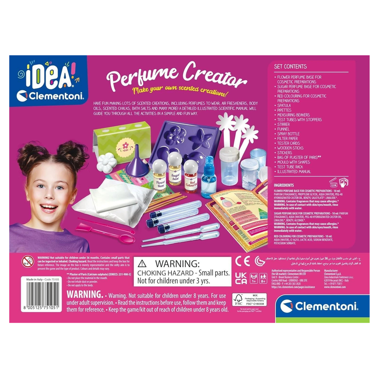 Clementoni Idea Perfume Creator Science Kit reverce picture of the box