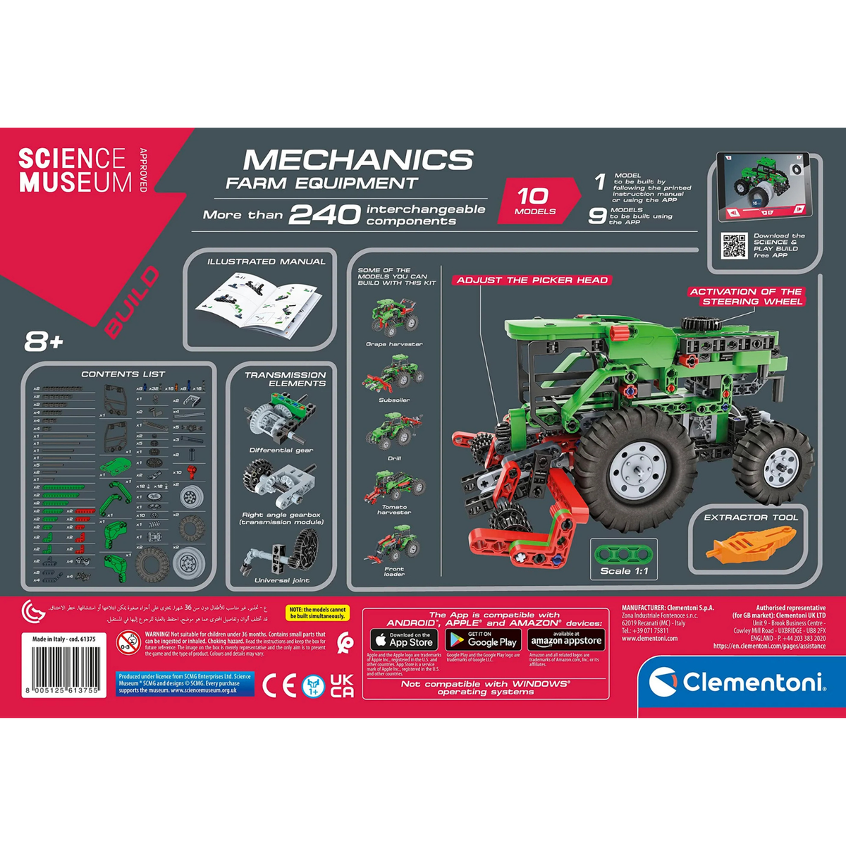 Clementoni Science Museum Mechanics Farm Vehicle Building Set instructional building set