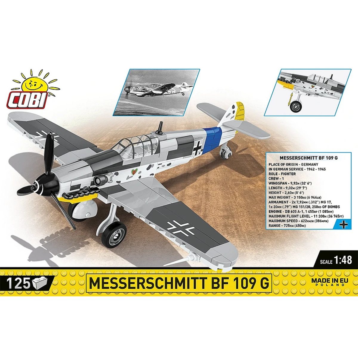 COBI Messerschmitt Bf 109 G picture with imortant features