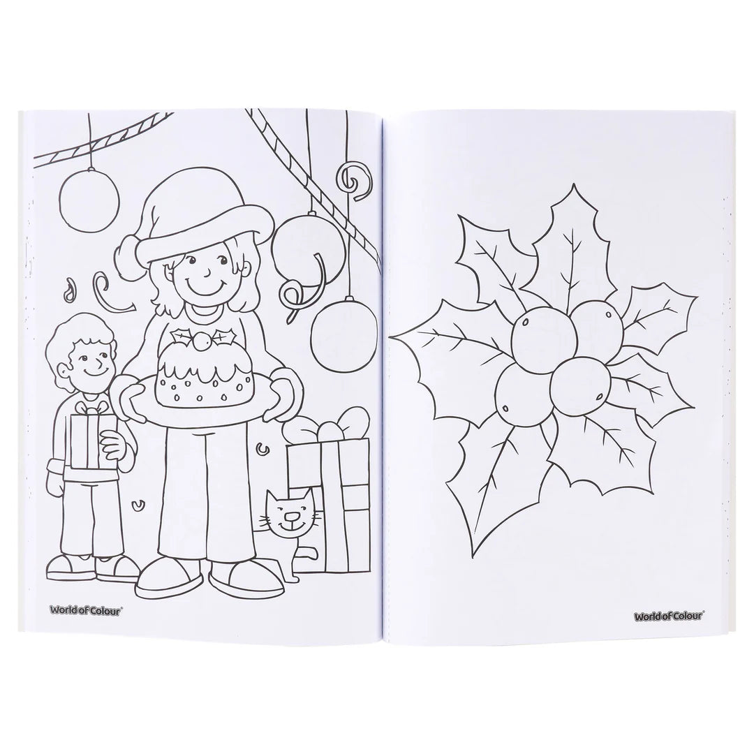 World of Colour A4 Perforated Colouring Book - Festive Fun