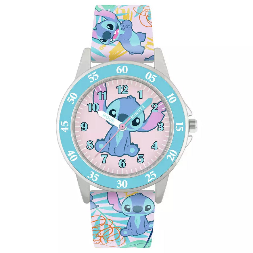 Disney Lilo and Stitch Blue Printed Time Teacher Strap Watch picture of the watch design