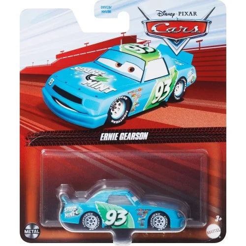 1:55 scale Disney Pixar Cars: Ernie Gearson collectible car with authentic movie details.
