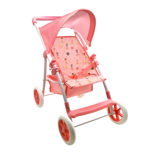 Folding Dolls Stroller – Floral Four-Wheel Design