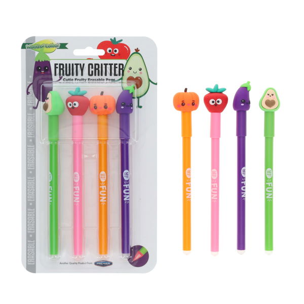 Fruity Critter Erasable Pens 4 Pack your favourite stationery