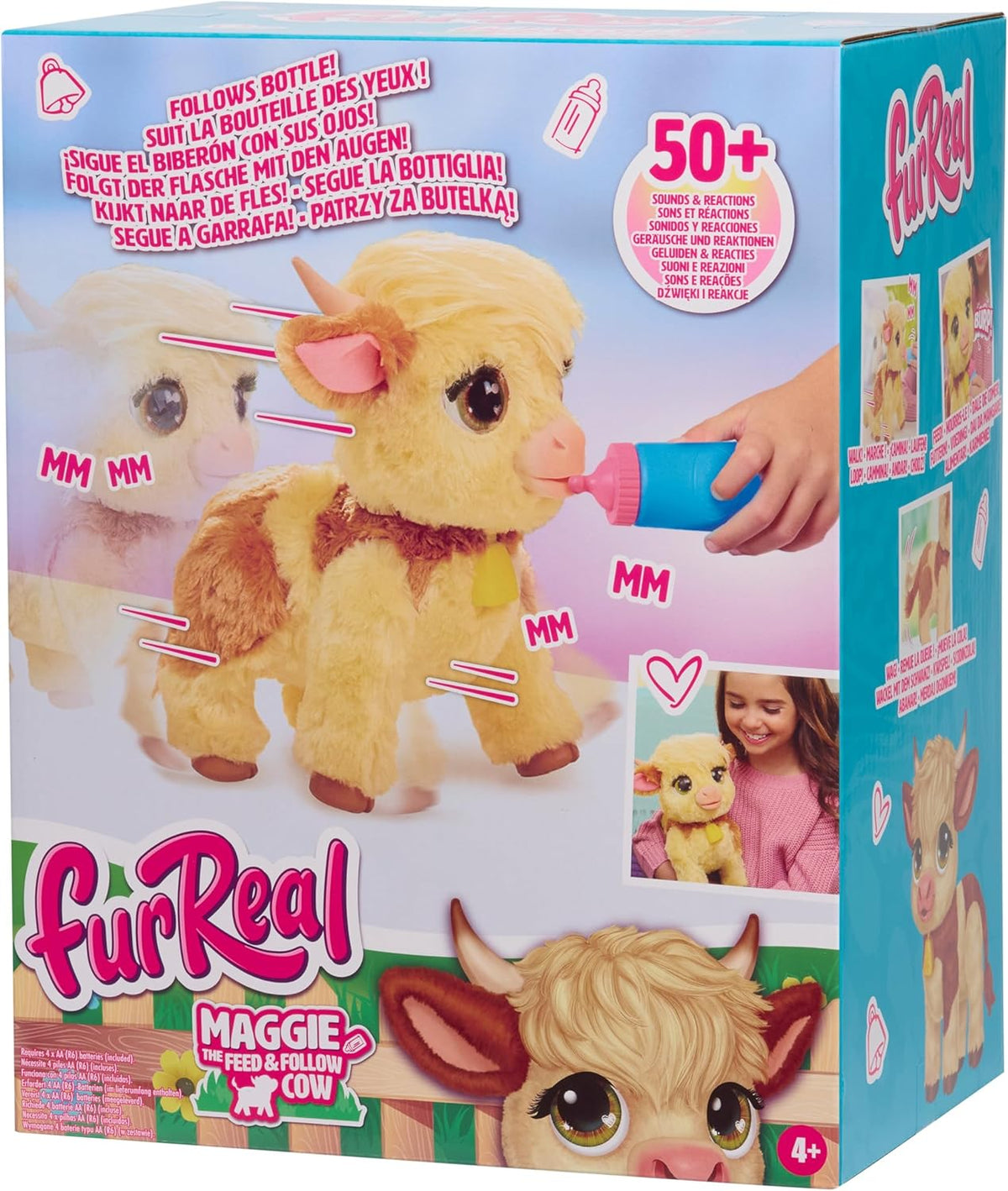 FurReal Maggie The Feed & Follow Cow Interactive Plush Toy picture of the box