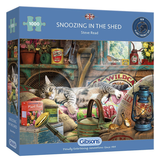 Explore every detail of the Gibsons - Snoozing in The Shed 1000 Piece Jigsaw Puzzle, featuring stunning artwork by Steve Read.
