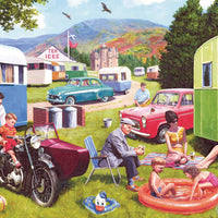"Puzzle enthusiasts will love Gibsons - Caravan Outings 2 x 500 Piece Jigsaw Puzzles with artwork by Kevin Walsh."
