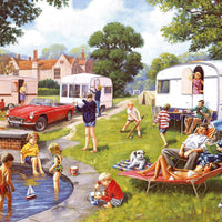 "Gibsons - Caravan Outings 2 x 500 Piece Jigsaw Puzzles showcasing the charm of caravan life in the Highlands."
