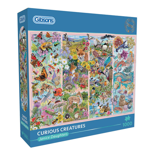 Explore colorful and captivating wildlife in Gibsons - Curious Creatures 1000 Piece Jigsaw Puzzle.
