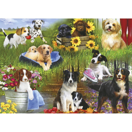 Image showing the full layout of the Gibsons Dogs 24 XXL Piece Jigsaw Puzzle, perfect for anyone with visual impairments.
