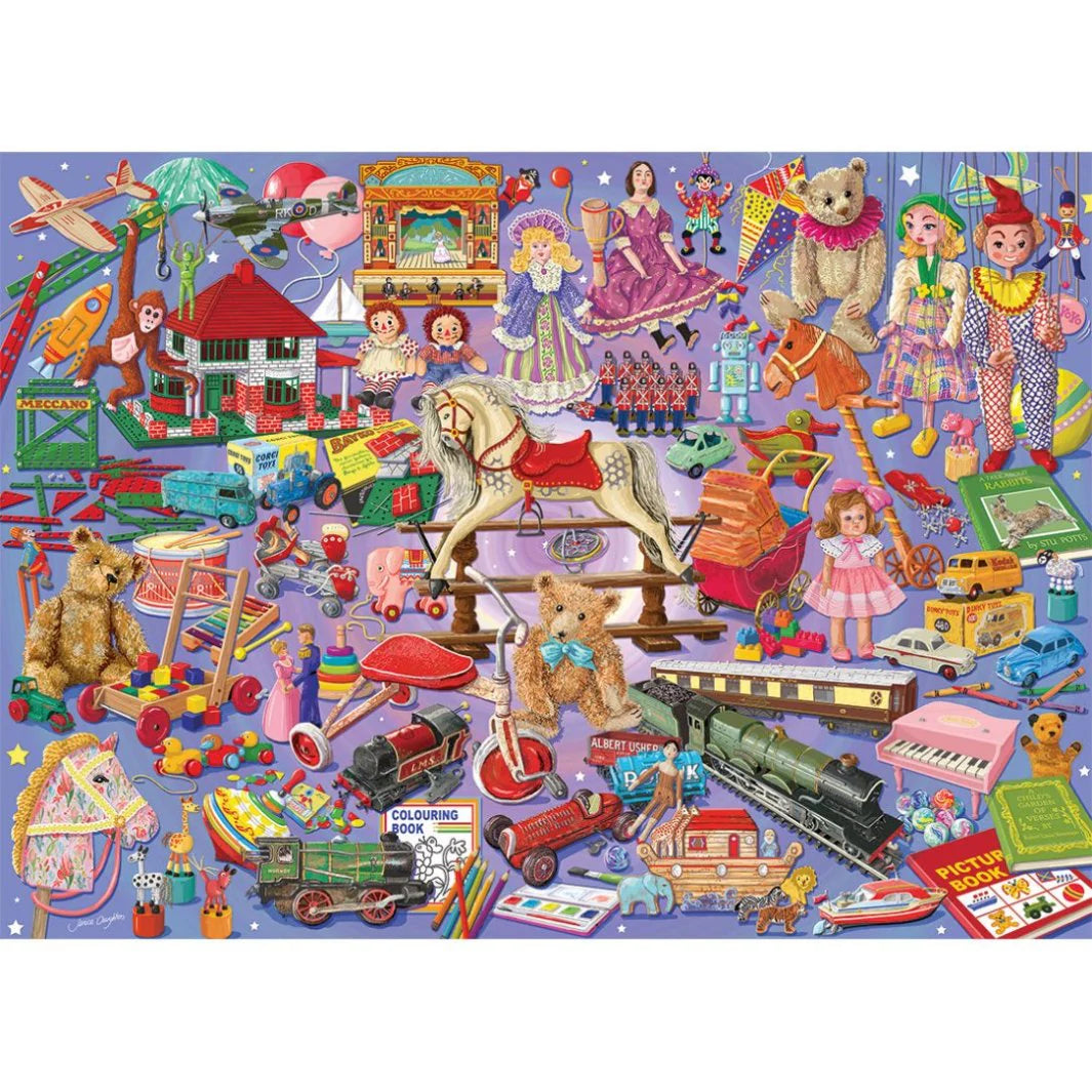 Explore a colorful, nostalgic world with Gibsons - Playtime Favourites 1000 Piece Jigsaw Puzzle, a joy to complete.
