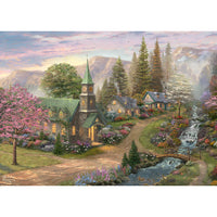 Thomas Kinkade's Sunday Morning Chapel 1000-piece puzzle, perfect for a cozy, calming puzzle session.