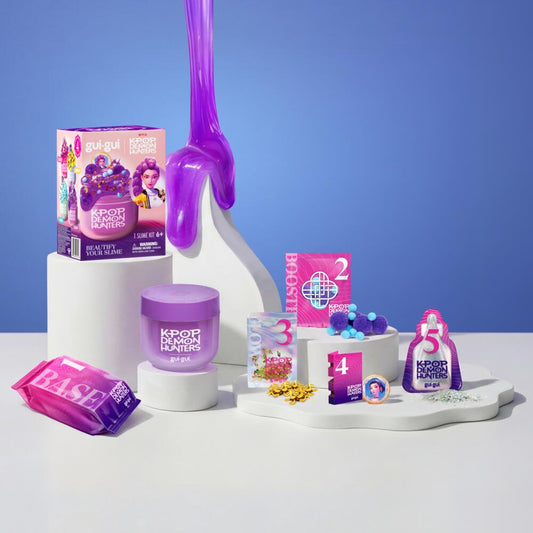 Child playing with Rumi purple slime