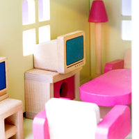 Heritage Playset Doll Furniture Set – 27-piece wooden furniture set for kids' dollhouses.
