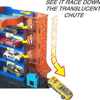 The Hot Wheels City Downtown Car Park playset comes with one car and features multiple levels and a moveable elevator for added action.
