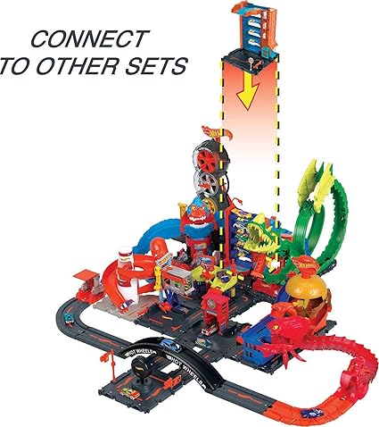 Let your imagination soar with the Hot Wheels City Downtown Car Park - a toy car garage that offers hours of racing fun.
