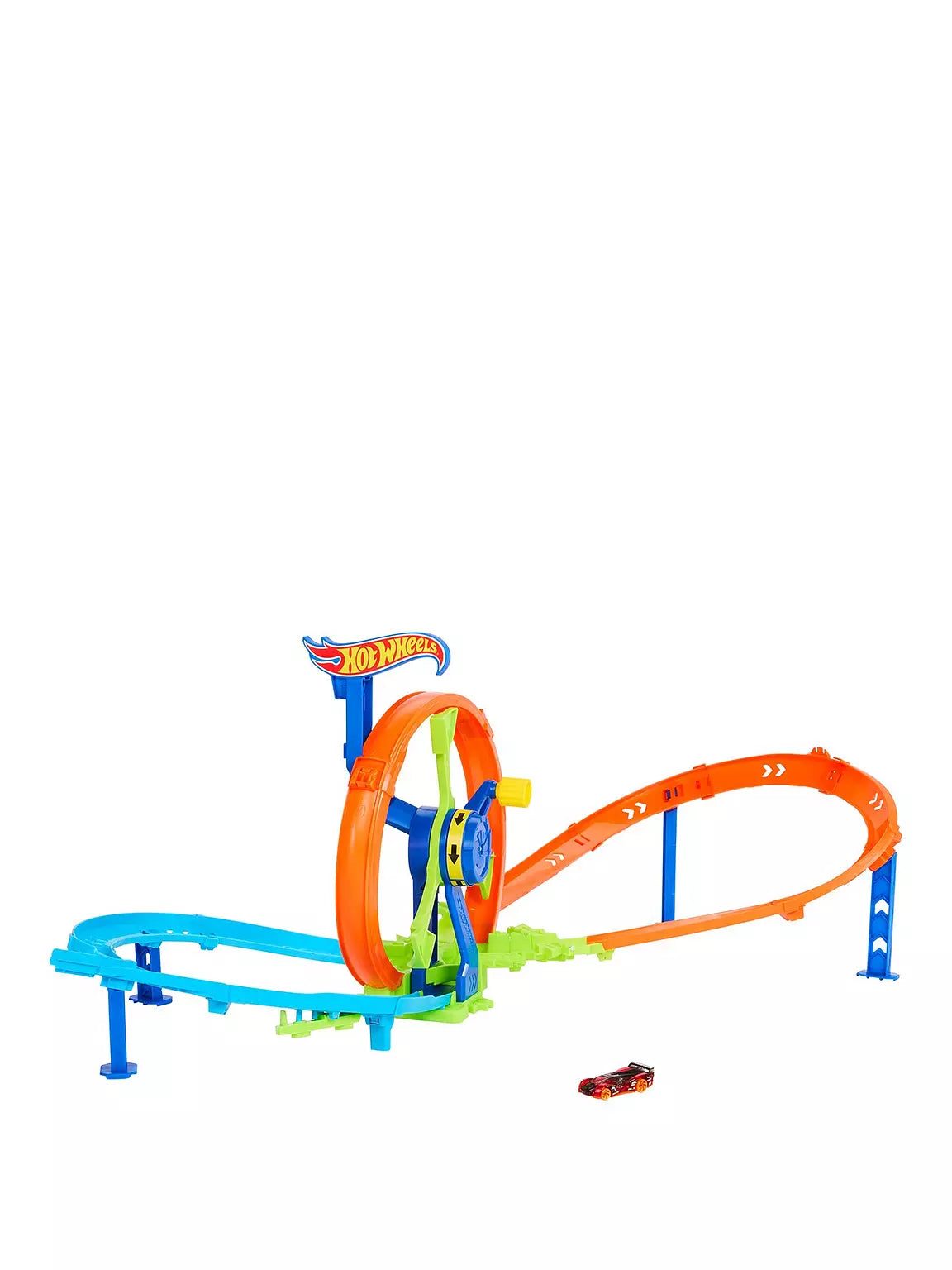 Hot Wheels Action Turbine Challenge Playset features a thrilling loop and crash zone.
