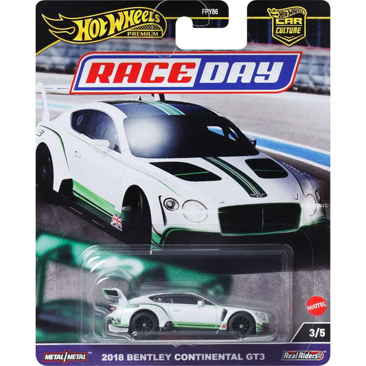 Hot Wheels Premium Car Culture 18 Bentley Continental GT3 die-cast race car, a must-have for collectors.
