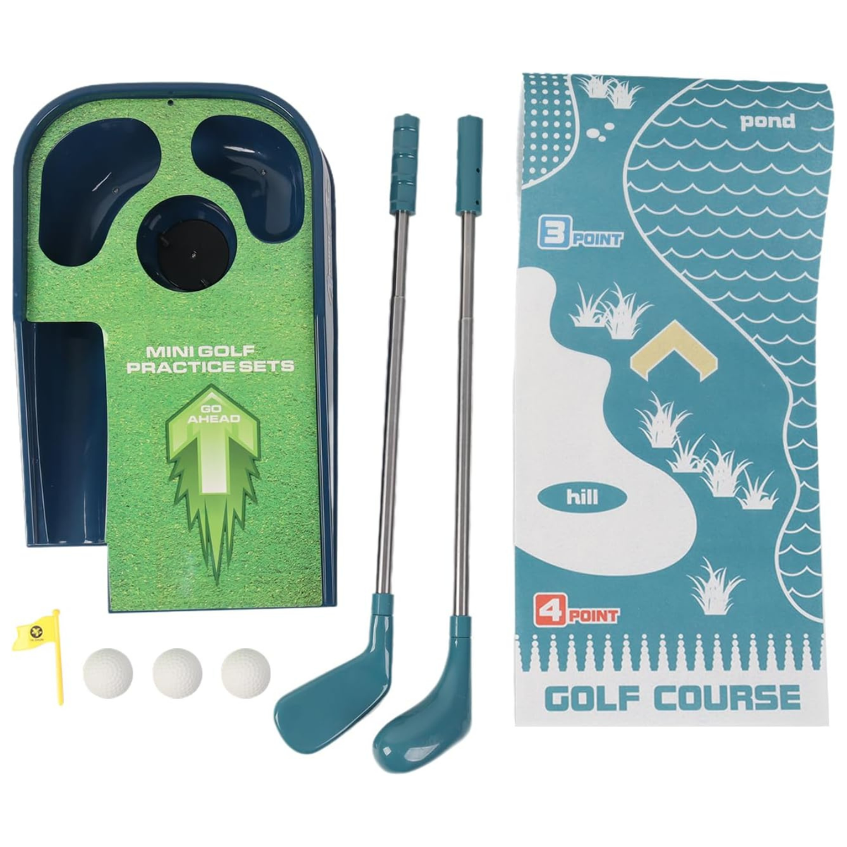Indoor Mini Golf Practice Set with Light and Sound Effects picture of the items that set include