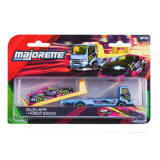 Majorette JDM Legends Isuzu NPR Honda S2000 Transporter picture in the box