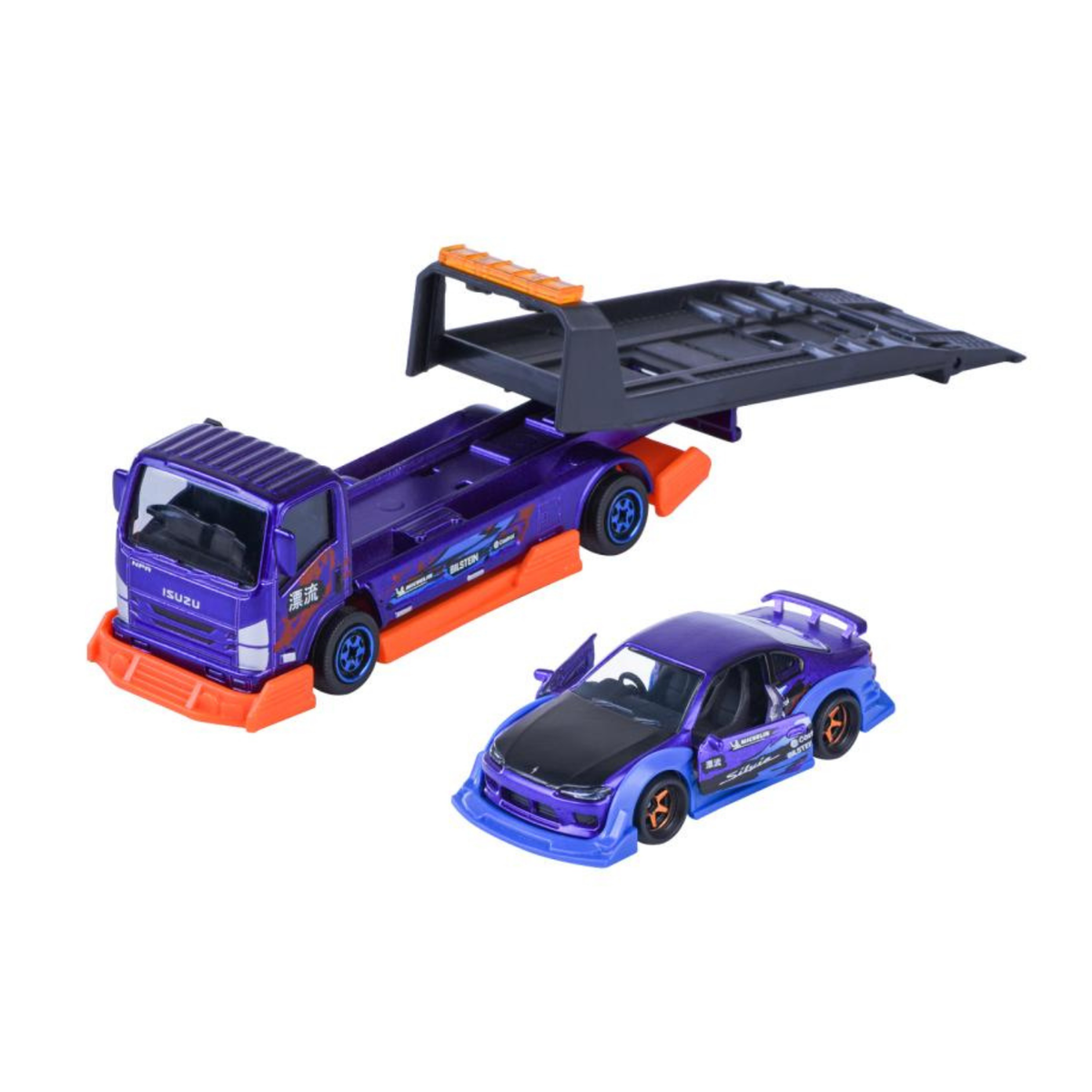 Majorette JDM Legends Isuzu NPR Honda Silvia S15 Transporter front view picture
