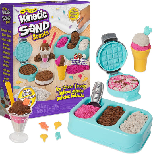 Kinetic Sand Ice Cream Treats Playset with Scented Sand modeling set for kids ages 3 years old and more
