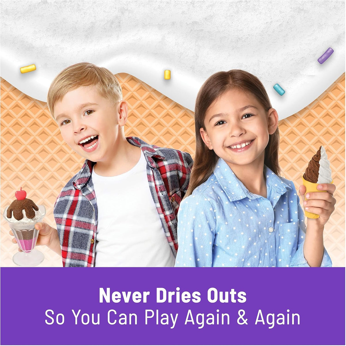 Kinetic Sand Ice Cream Treats Playset with Scented Sand life style picture