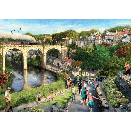 Challenge yourself with this 1000-piece Gibsons - Knaresborough puzzle, featuring Czes Pachela’s beautiful painting.
