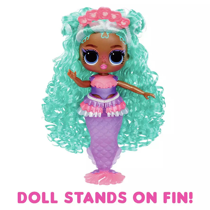 L.O.L. Surprise Serena Finn Mermaid Doll stand alone on fin