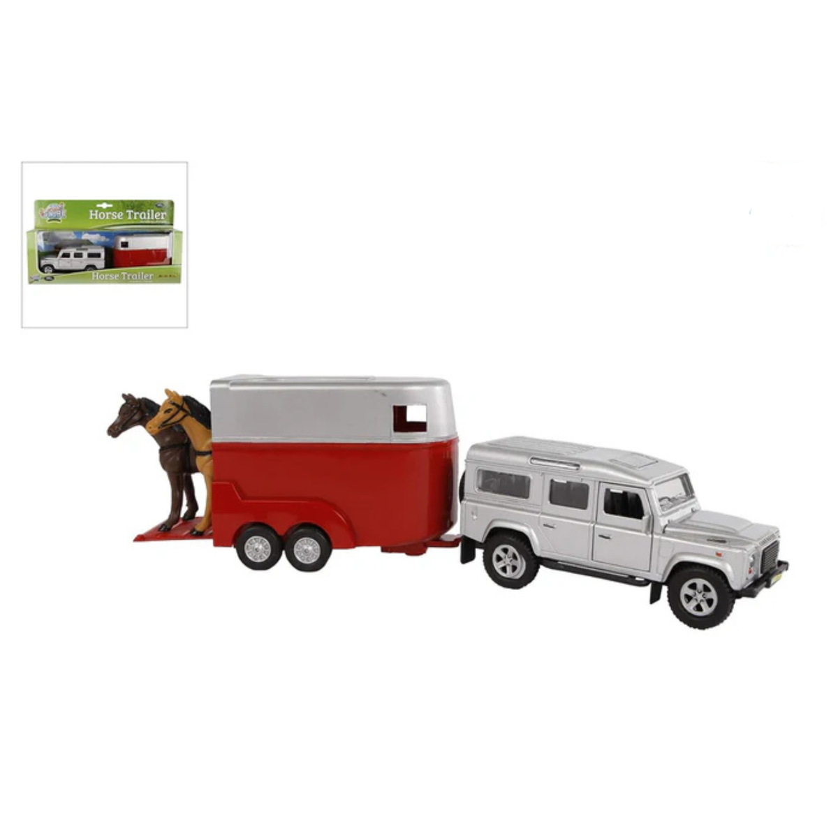 Kids Globe Land Rover Defender with a horse trailar