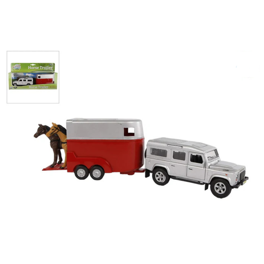 Kids Globe Land Rover Defender with a horse trailar