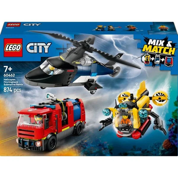 LEGO CITY 60462 Helicopter, Fire Truck and Submarine Remix