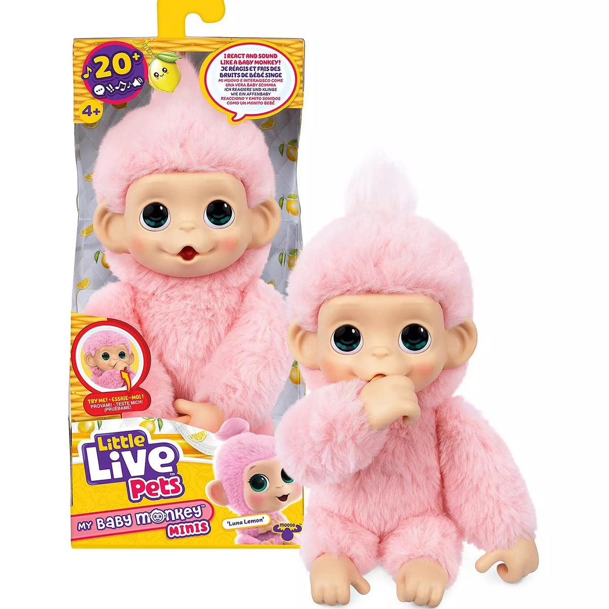 Little Live Pets My Baby Monkey Minis Luna Lemon picture on the white background