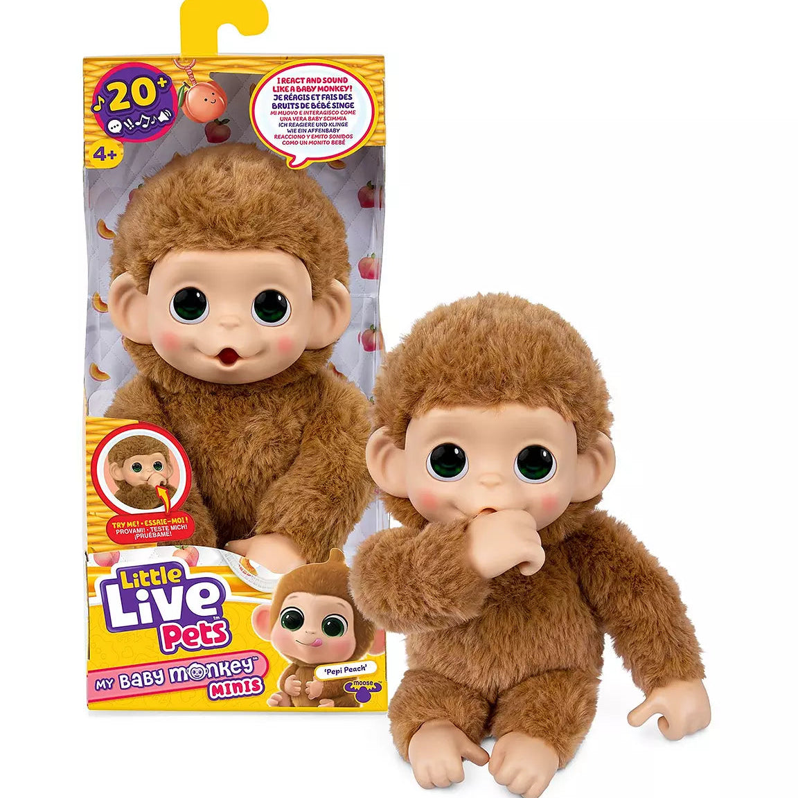 Little Live Pets My Baby Monkey Minis Pepi Peach picture on the white background