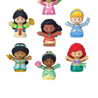 Little People Disney Princess 7 Figure Pack featuring Disney Princesses like Tiana, Rapunzel, Moana, Mulan, Ariel, Aurora, and Jasmine.
