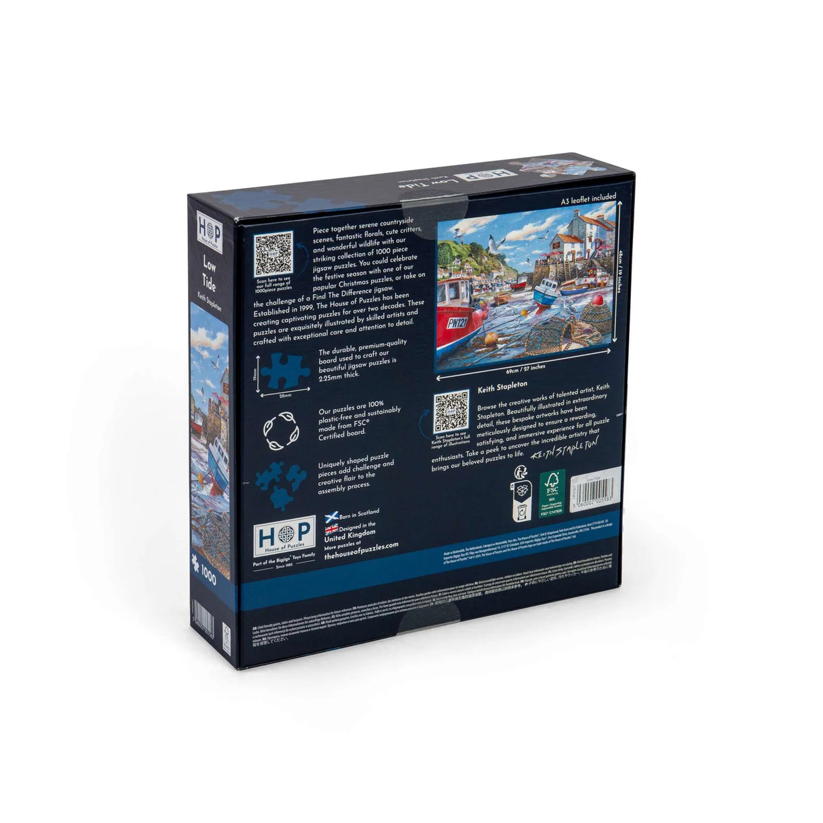 Low Tide 1000 Piece Jigsaw Puzzle reverse picture of the puzzle box