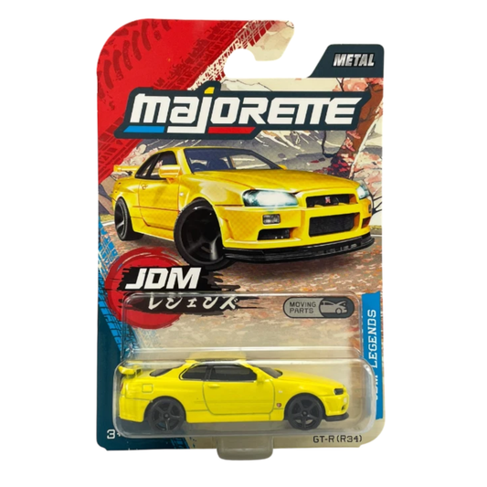 Majorette JDM Legends Nissan Skyline GT-R R34 Yellow picture in the box
