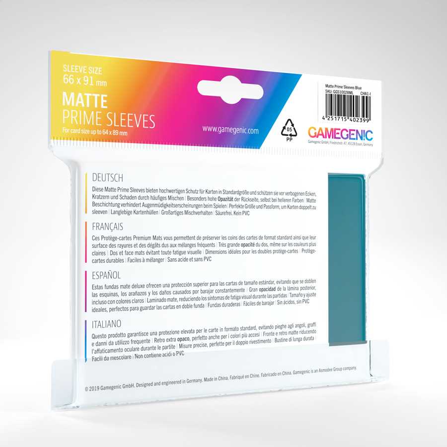Gamegenic Matte Prime Blue Card Sleeves for trading cards display