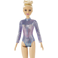 Mattel Barbie Rhythmic Gymnast Blonde Doll inspiring kids to explore gymnastics.
