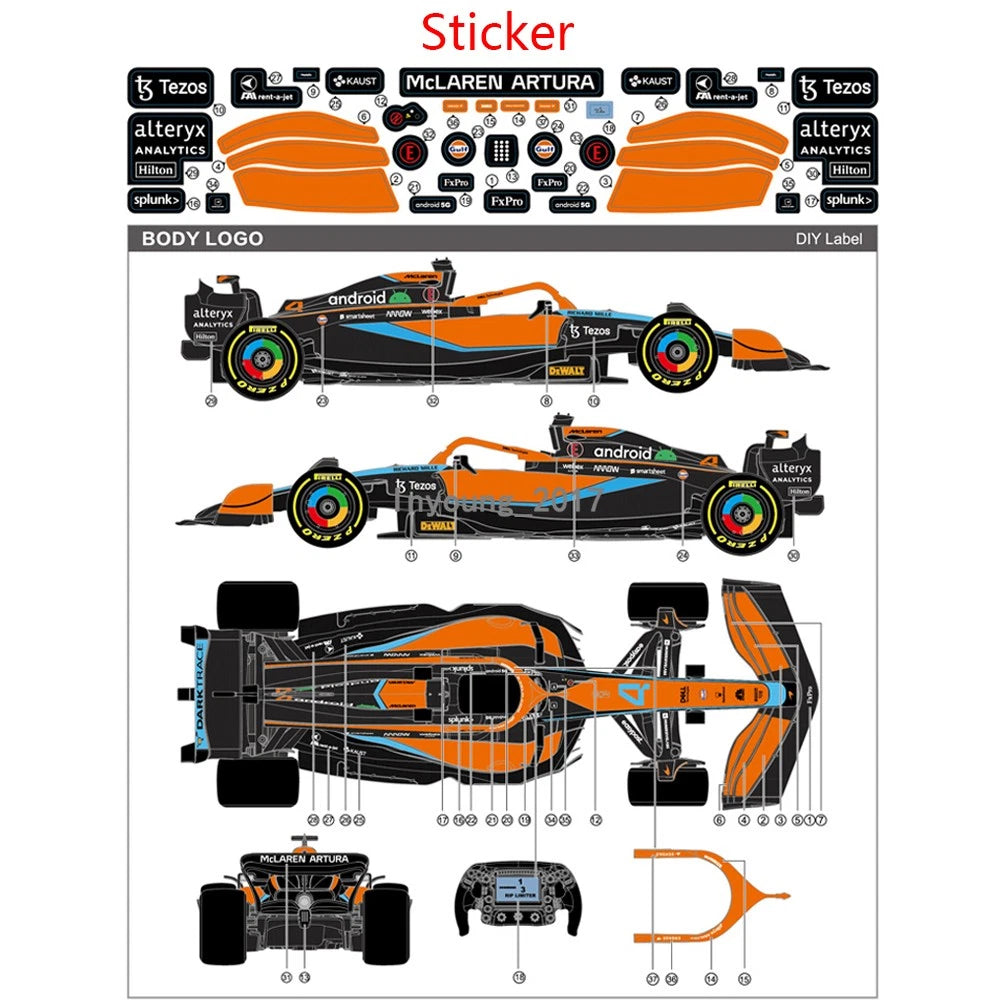 McLaren MCL36 F1 Remote Control Car 1:18 Scale comes with  stickers to place on