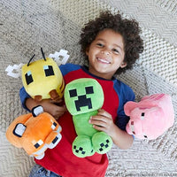 "Plush Creeper from Minecraft, 8 inches tall, designed for tactile play."
