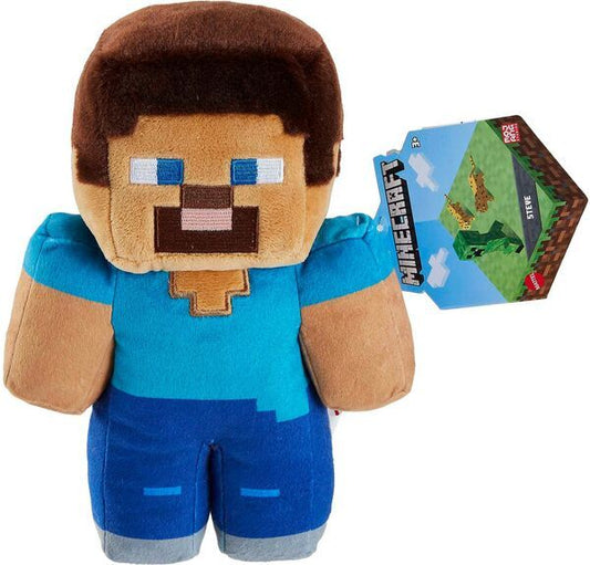 Plush Minecraft 8-inch Steve, designed for kids 3 and up and Minecraft enthusiasts.
