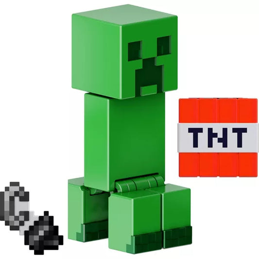 Collectible Minecraft Creeper action figure showcasing the game's pixelated design.
