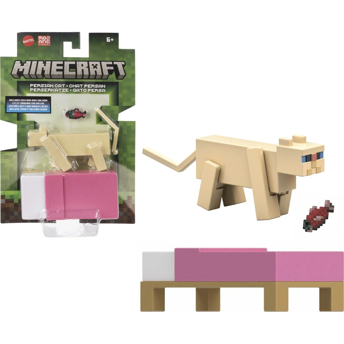 Collectible Minecraft Persian Cat Action Figures with movable joints and game-accurate details.
