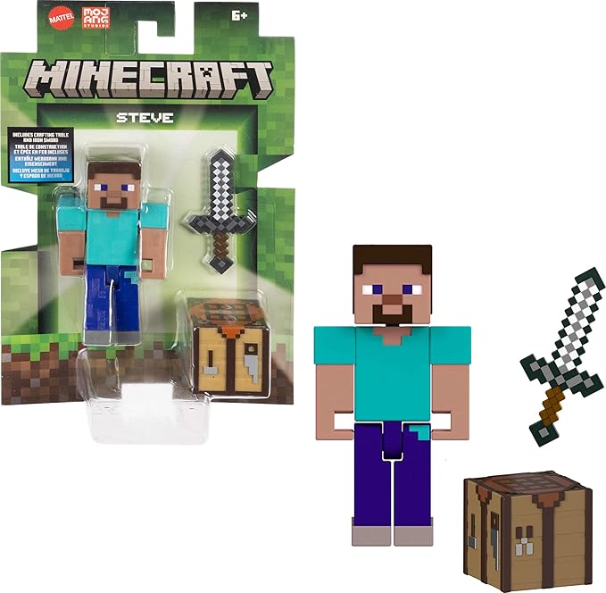 Poseable Minecraft Steve Action Figures - Great for storytelling and imaginative play.
